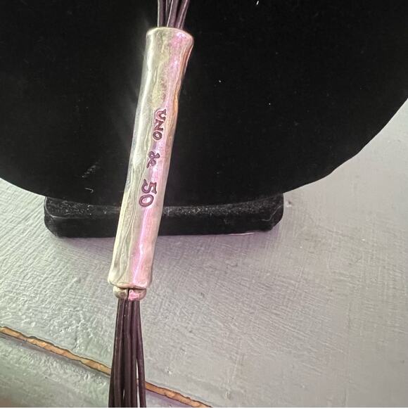 Uno De 50 Unode50 Brown Leather & Silver Necklace - Picture 2 of 8
